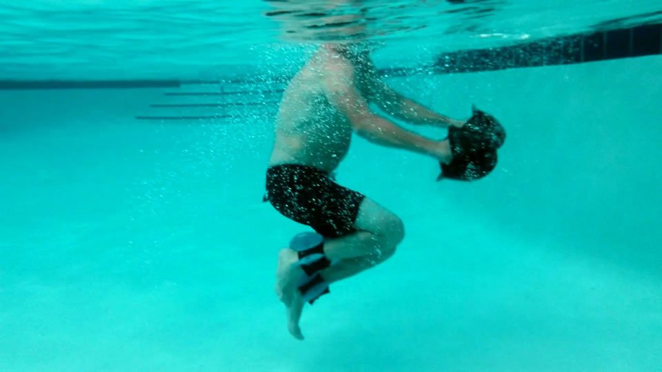 Ankle replacement client using aquatic gear