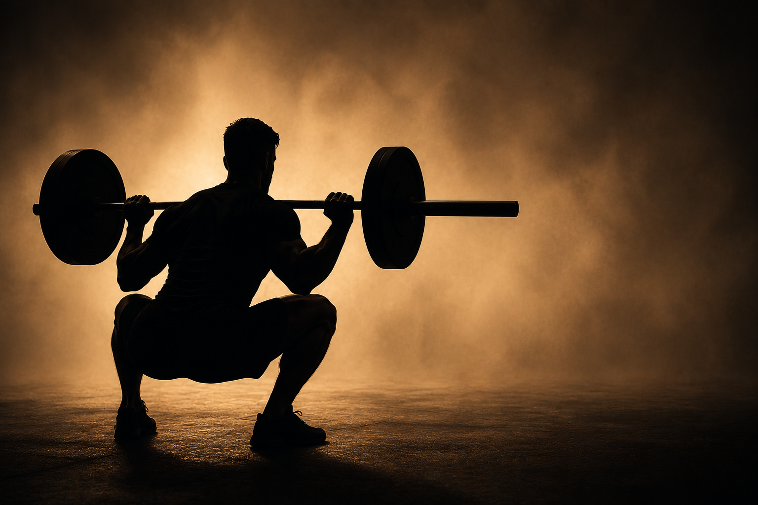 Athlete squatting under a loaded barbell