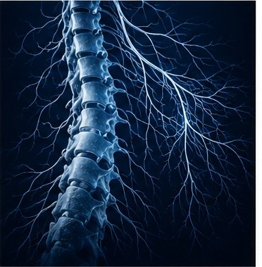 Monochromatic spinal cord and nervous system illustration